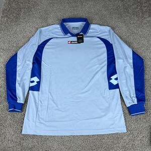 Lotto Jersey Shirt Mens XL Blue Long Sleeve Soccer Polo Colorblock Top NWT